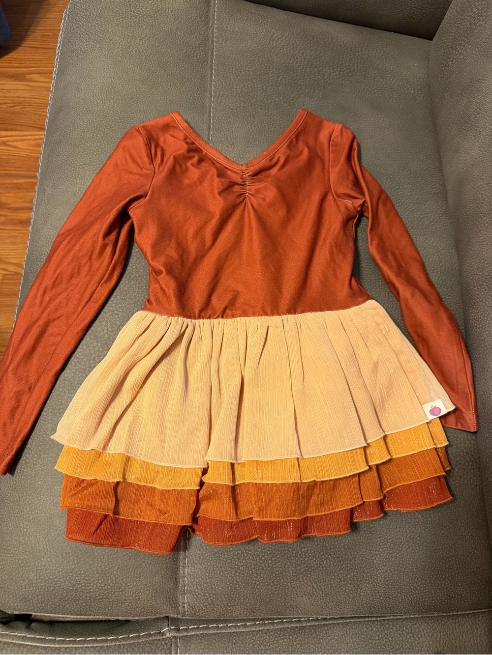 Cheeky Plum | rust/orange tiered skirt leotard, size 4t